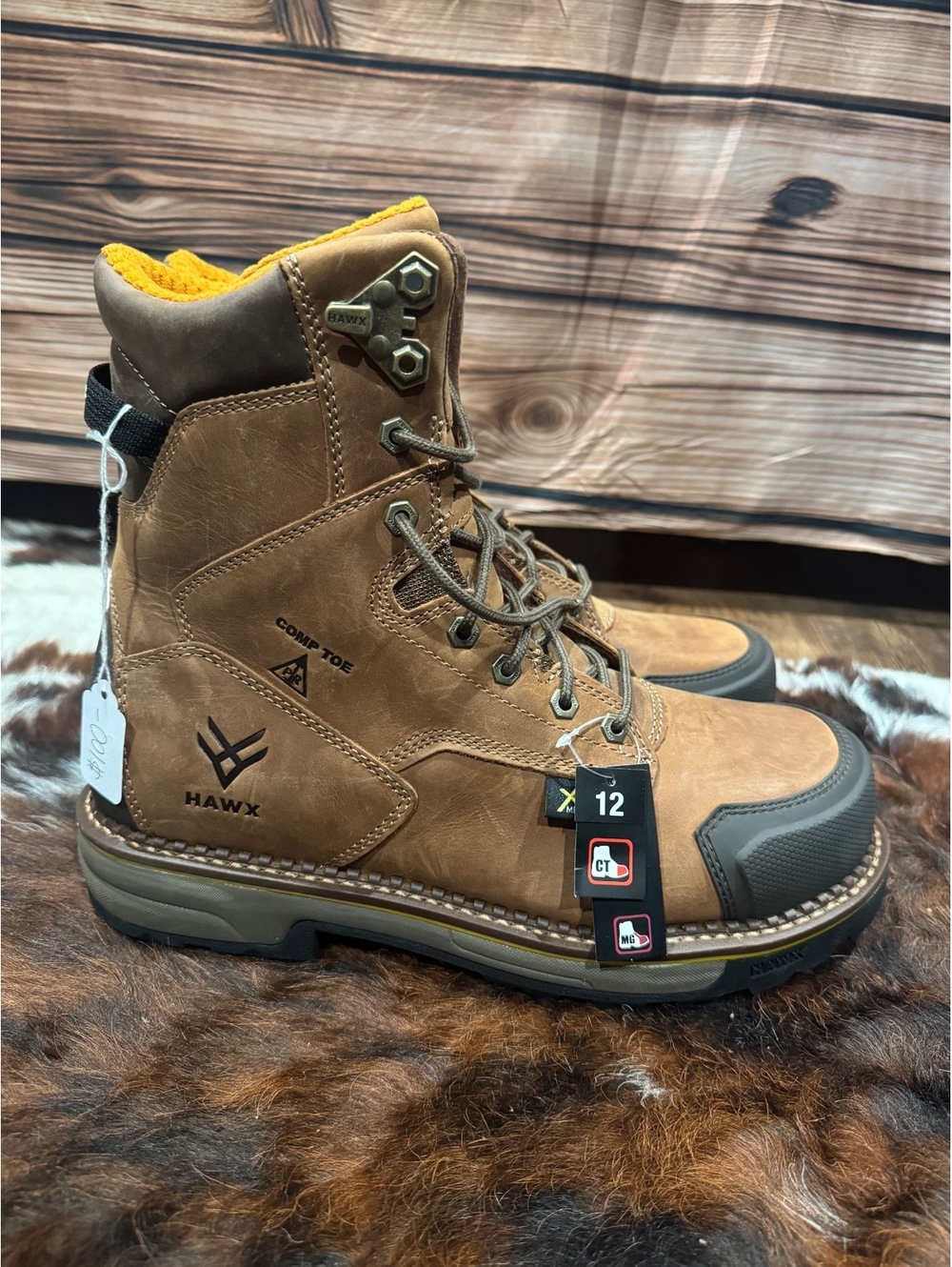 NEW HAWX Men’s Composite Toe Work Boots – Size 12D